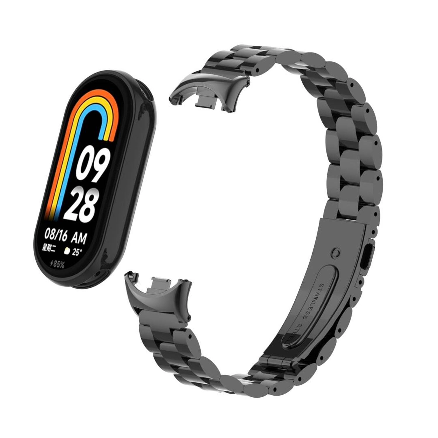 Forzacase Xiaomi Mi Band 8 / 9 / 10 ile uyumlu Metal Baklalı Kordon Kayış - FC1257