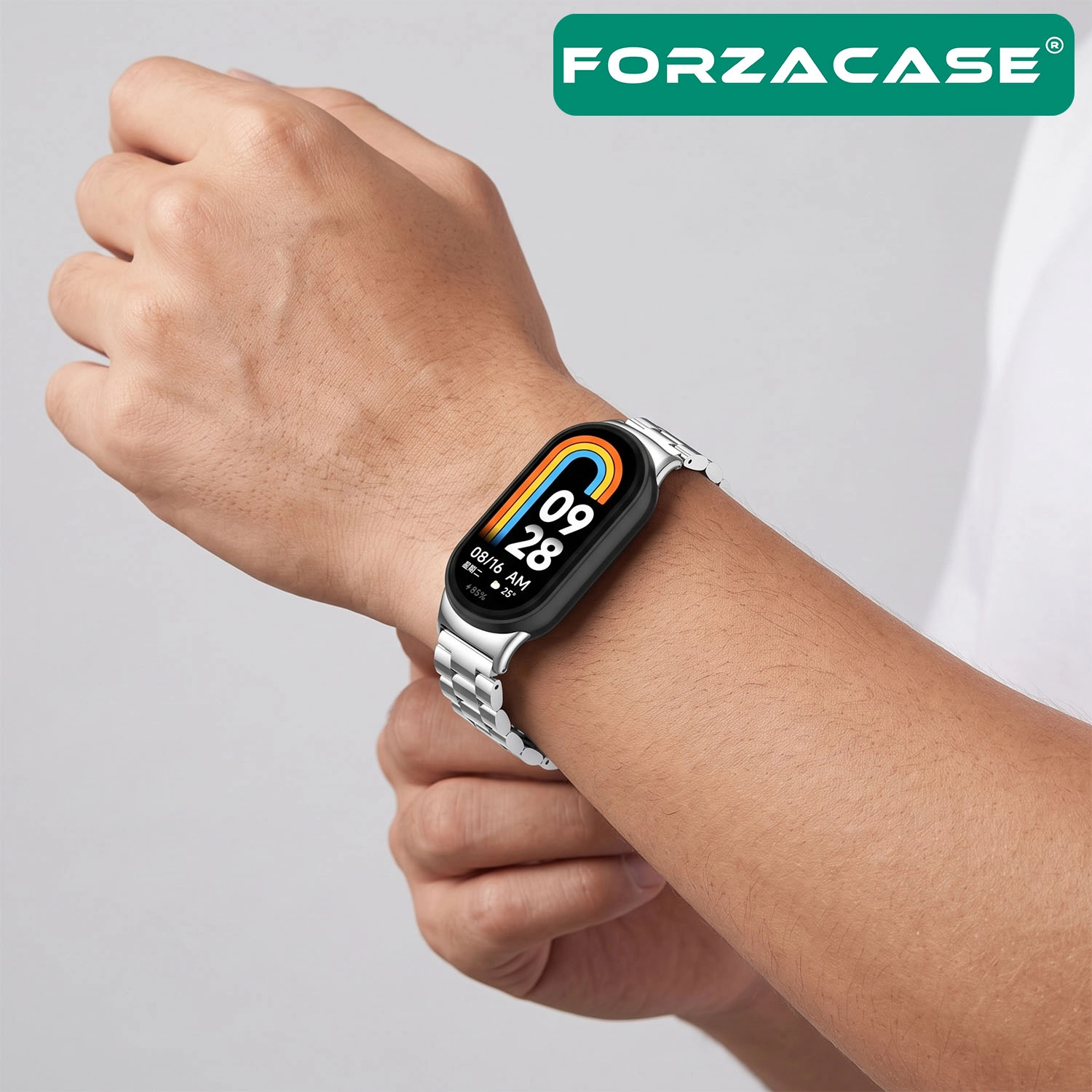 Forzacase Xiaomi Mi Band 8 / 9 / 10 ile uyumlu Metal Baklalı Kordon Kayış - FC1257