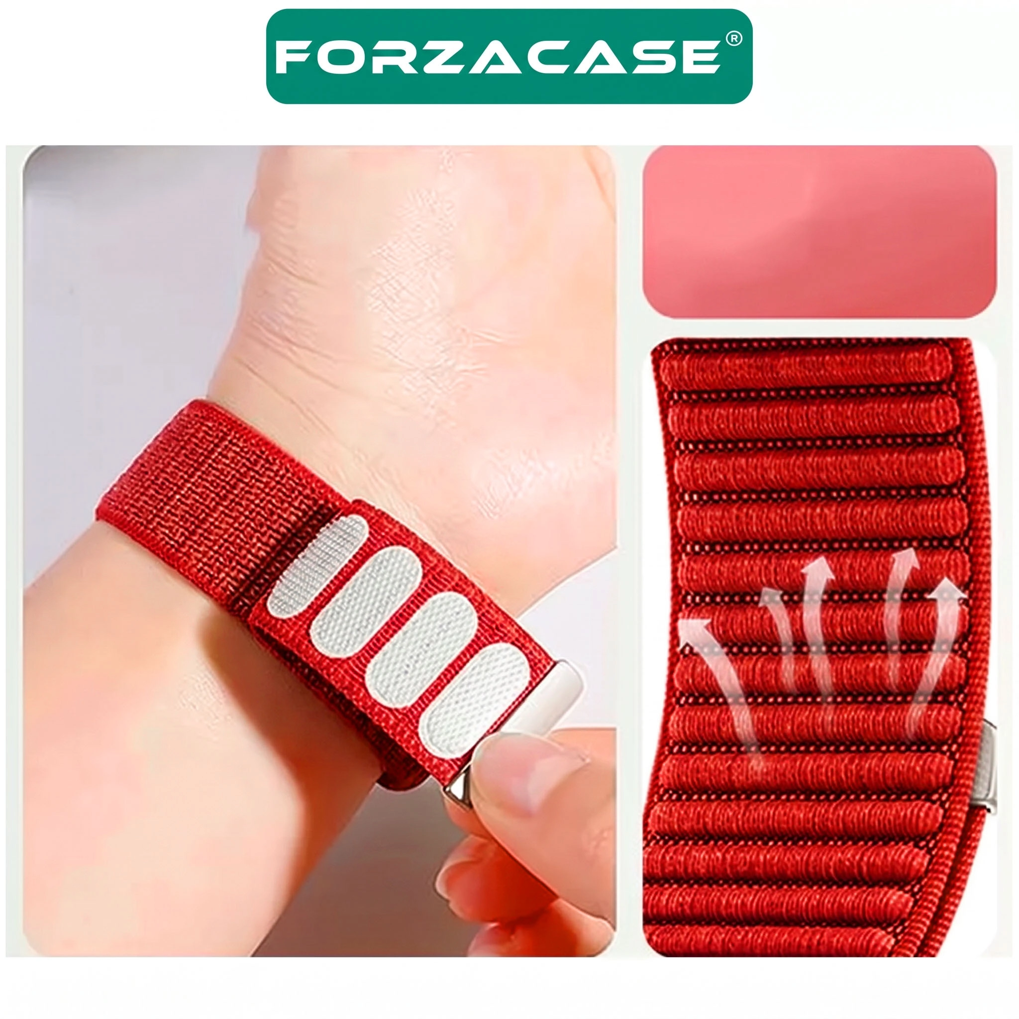 Forzacase Apple Watch Ultra 4 49mm ile uyumlu Wave Desen Hasır Örgü Cırtlı Kordon Kayış - FC1258