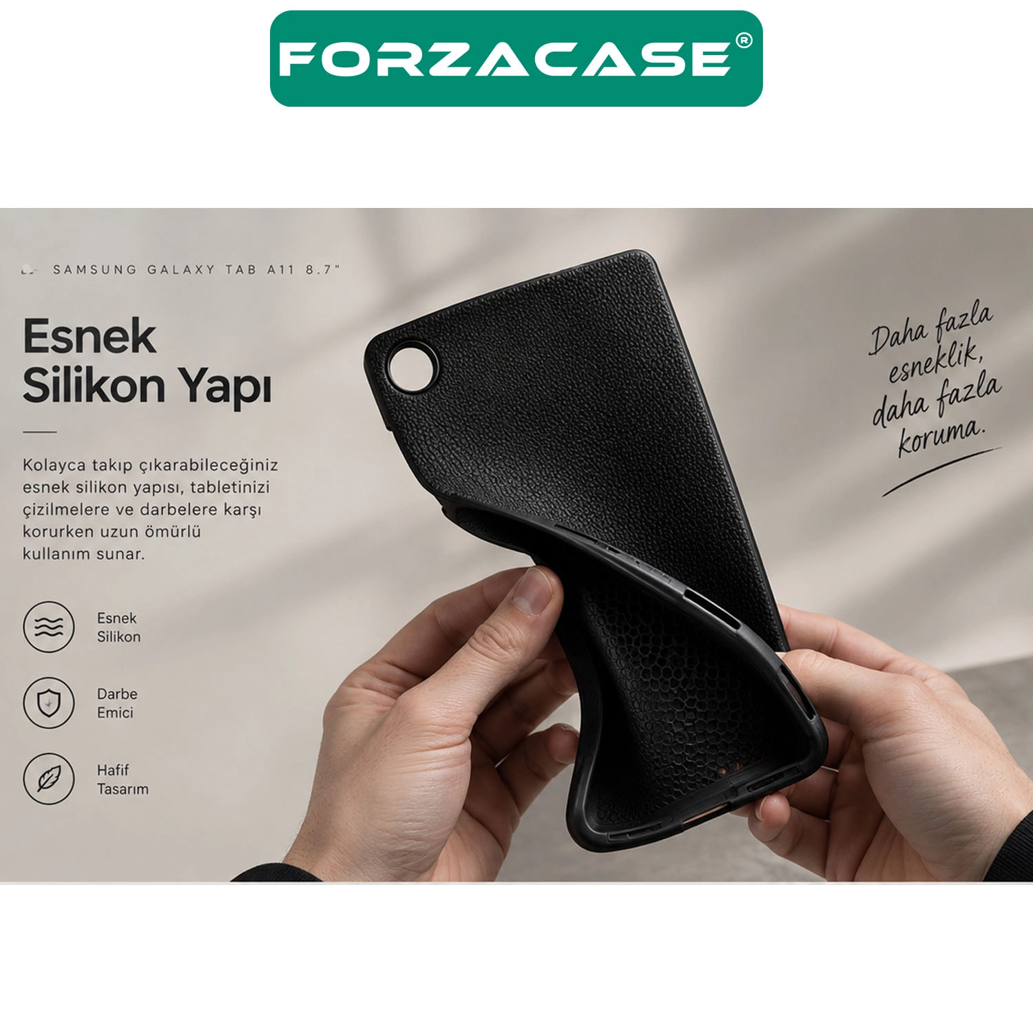 Forzacase Samsung Galaxy Tab A11 8.7 inç ile uyumlu Deri Görünümlü Silikon Kapak Kılıf - FC1259