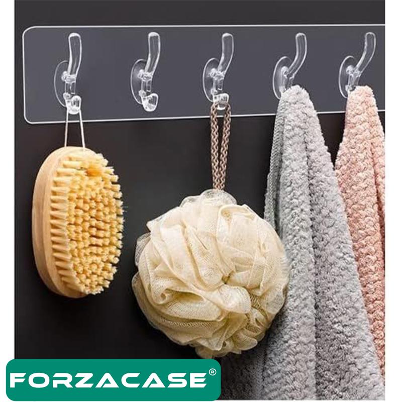Forzacase Şeffaf Duvar Askısı 5’li Iz Bırakmayan Güçlü Yapışkanlı Askılık - FC126