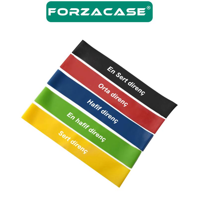 Forzacase Aerobik Bant 5’li Pilates Yoga Bandı Plates Direnç Kemeri  - FC129