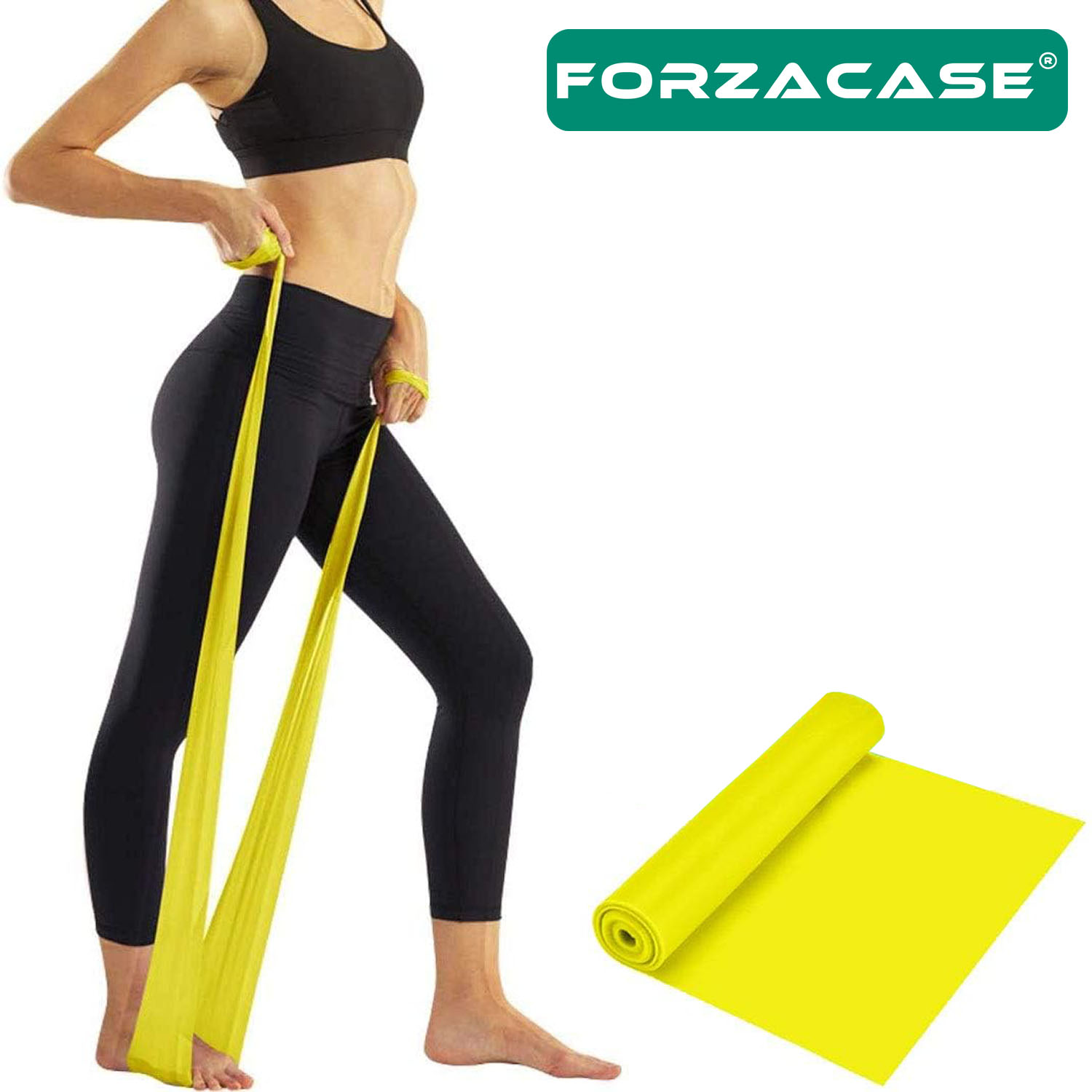 Forzacase Sarı Pilates Lastiği Kolay Direnç Yoga Bandı Egzersiz Lastiği 120cm - FC136