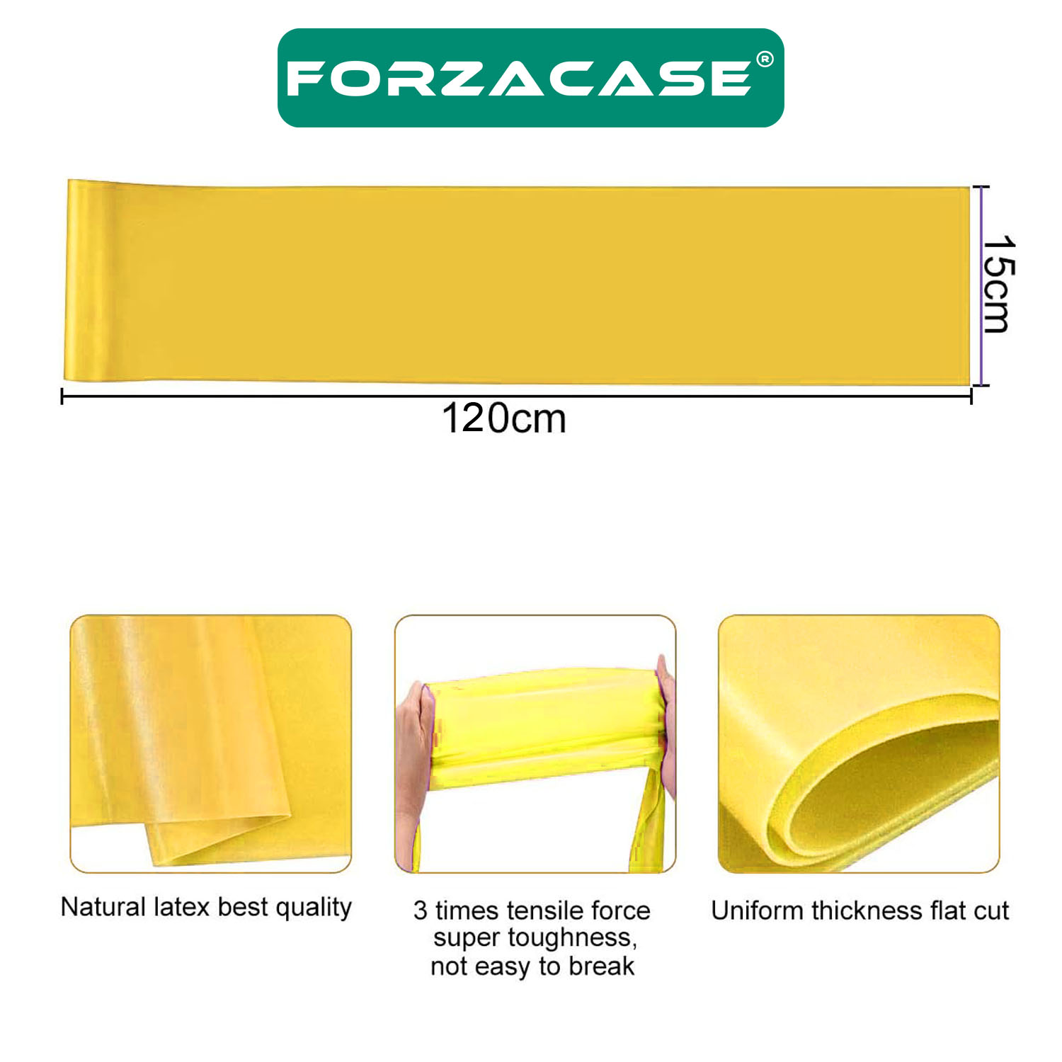 Forzacase Sarı Pilates Lastiği Kolay Direnç Yoga Bandı Egzersiz Lastiği 120cm - FC136