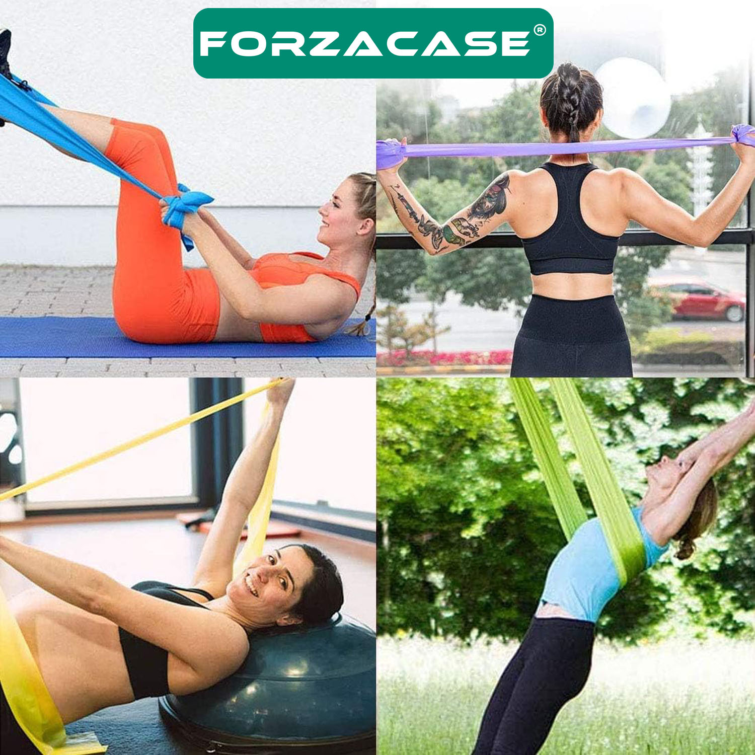 Forzacase Sarı Pilates Lastiği Kolay Direnç Yoga Bandı Egzersiz Lastiği 120cm - FC136