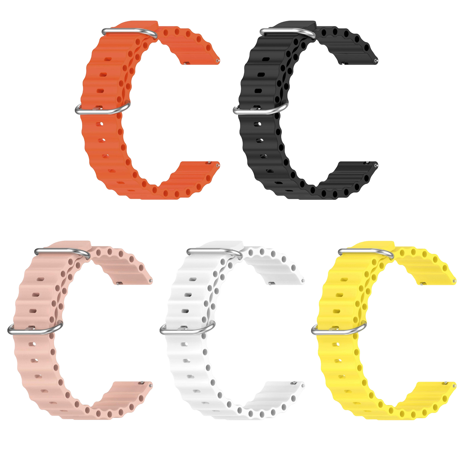 Forzacase Realme Watch 36 mm / Realme Watch S için Ocean Oluklu Silikon Kordon Kayış - FC143