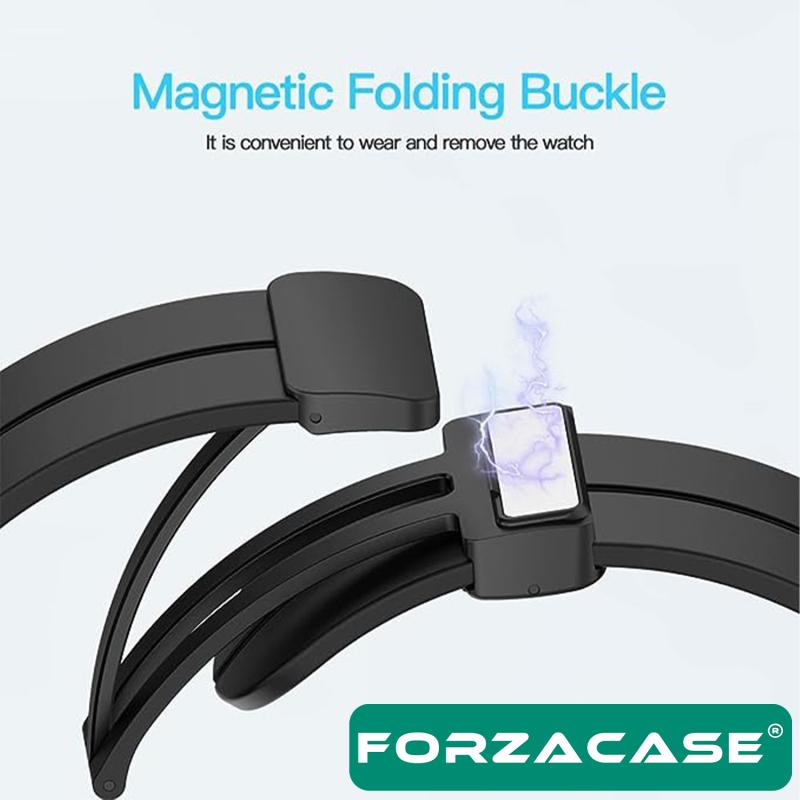 Forzacase Huawei Watch GT5 Pro 46mm ile uyumlu Manyetik Tokalı Silikon Kordon Kayış - FC144