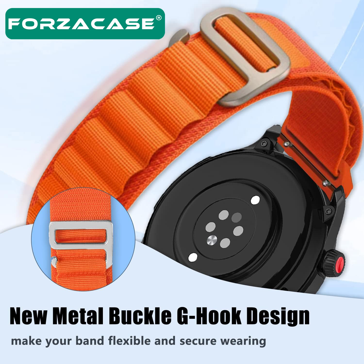 Forzacase Huawei Watch 3 / 3 Pro için Kancalı Kumaş Kordon Kayış - FC156