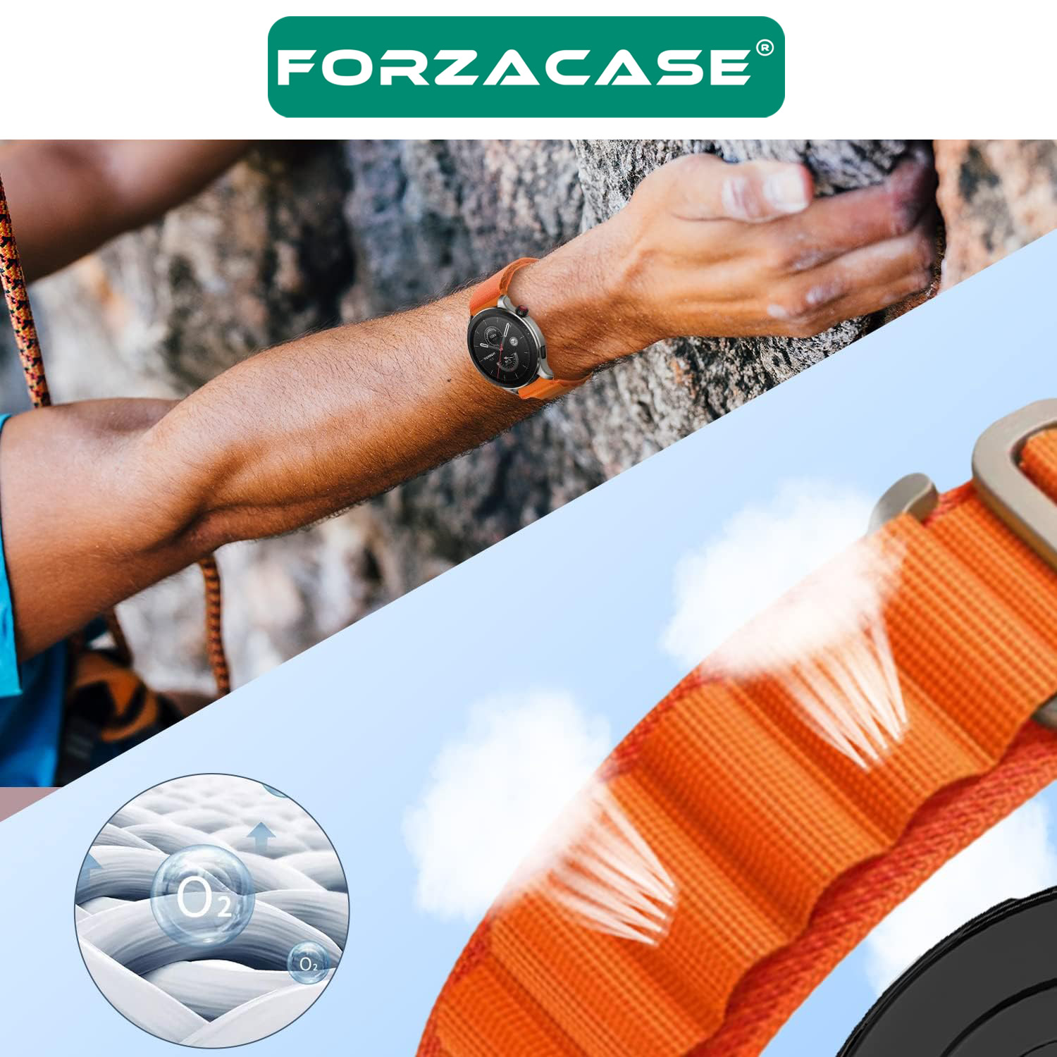 Forzacase Huawei Watch Ultimate için Kancalı Kumaş Kordon Kayış - FC156
