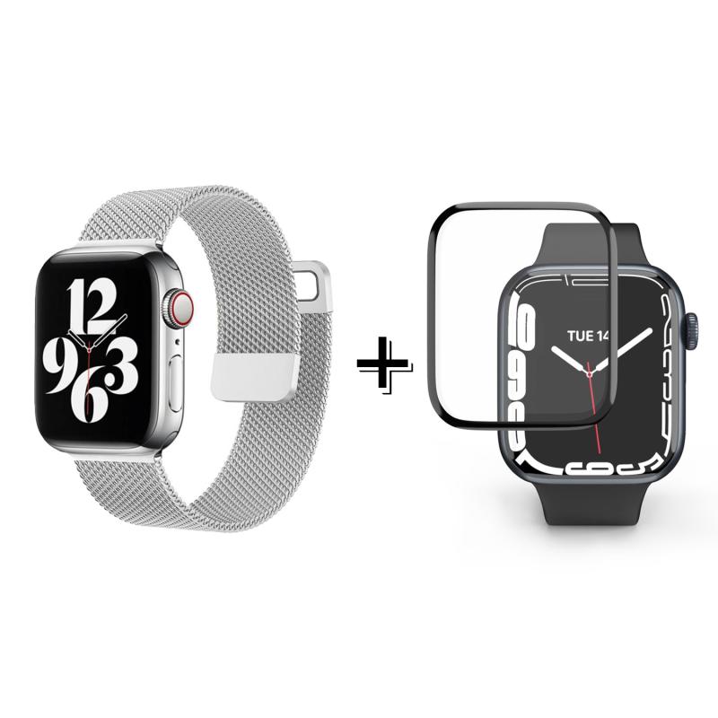 Forzacase Apple Watch 9 41mm için Metal Mıknatıslı Kordon Kayış + Ekran Koruma Filmi - FC158
