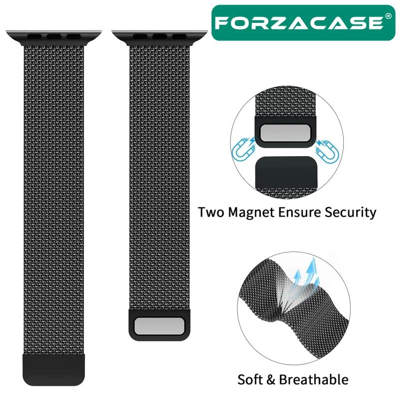 Forzacase Apple Watch 11 46mm ile uyumlu Metal Mıknatıslı Kordon Kayış - FC157