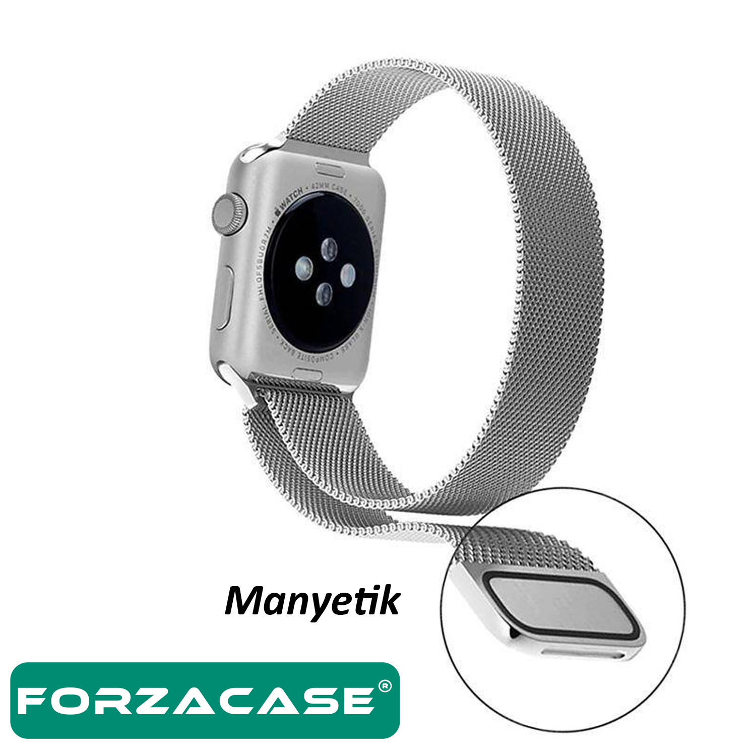 Forzacase Apple Watch 9 41mm için Metal Mıknatıslı Kordon Kayış + Ekran Koruma Filmi - FC158