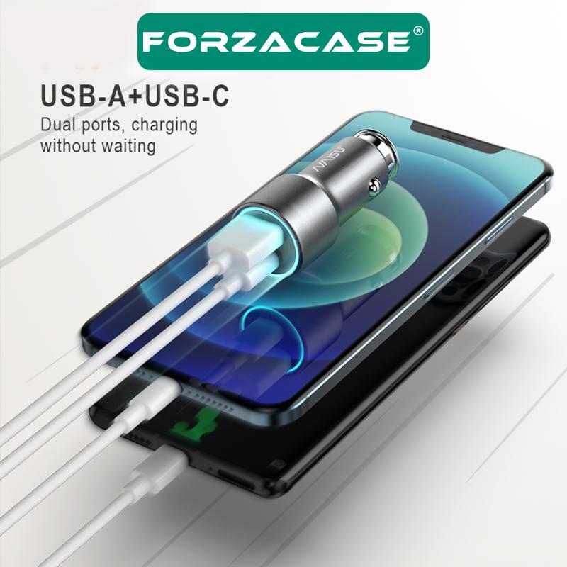 Forzacase Tüm Araç ve Telefonlara Uyumlu Araç Çakmaklık Type-C ve USB Giriş Hızlı Şarj Aleti - FC165