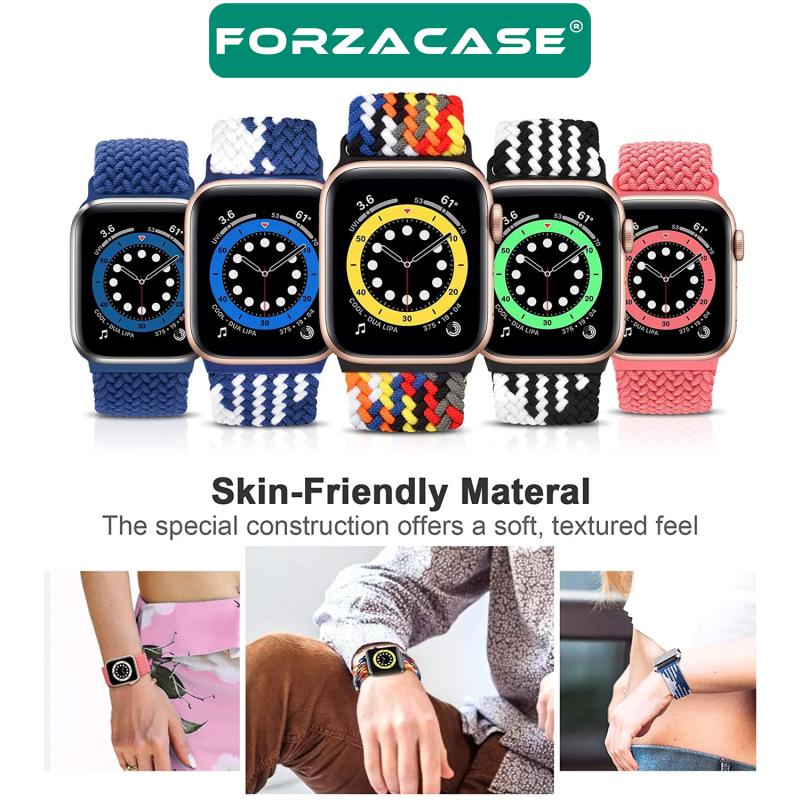 Forzacase Apple Watch 42 / 44 / 45 / 49 mm uyumlu Hasır Örgü Kordon Kayış - FC166