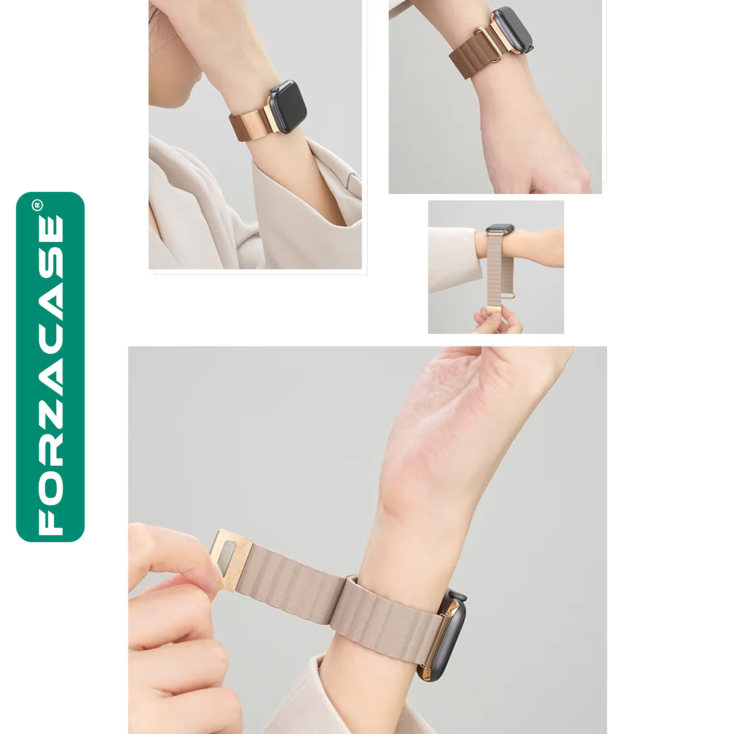Forzacase Apple Watch Ultra 49mm için Manyetik Tokalı Deri Kordon Kayış - FC170