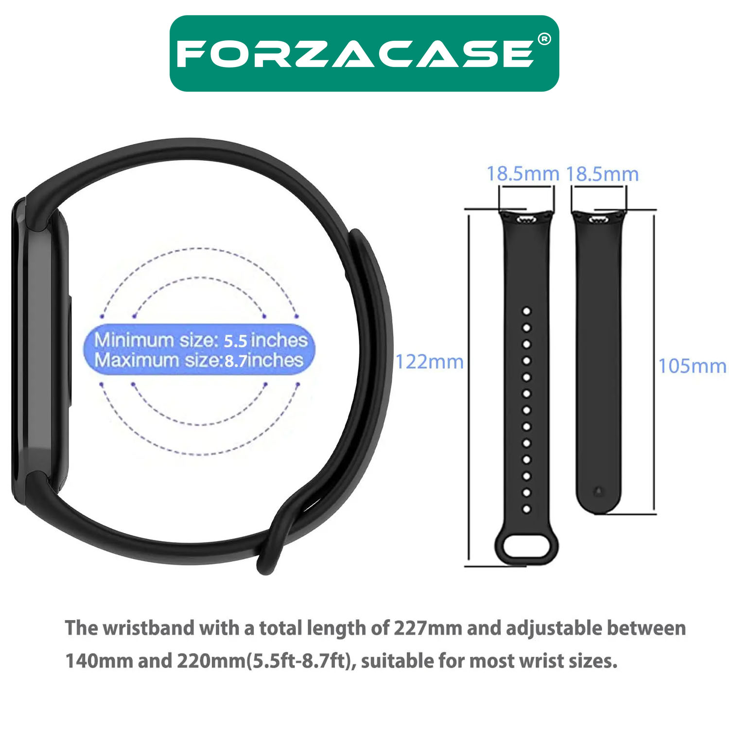 Forzacase Xiaomi Mi Band 9 için Silikon Kordon Kayış - FC176