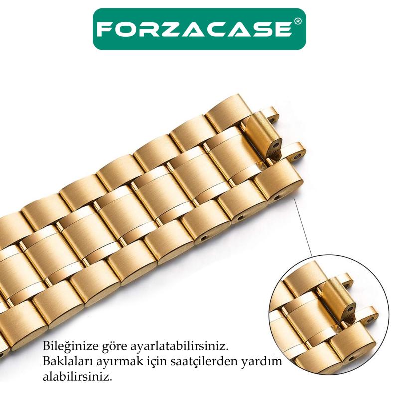 Forzacase Apple Watch 9 45 mm için Metal Bakla Kordon Kayış - FC179