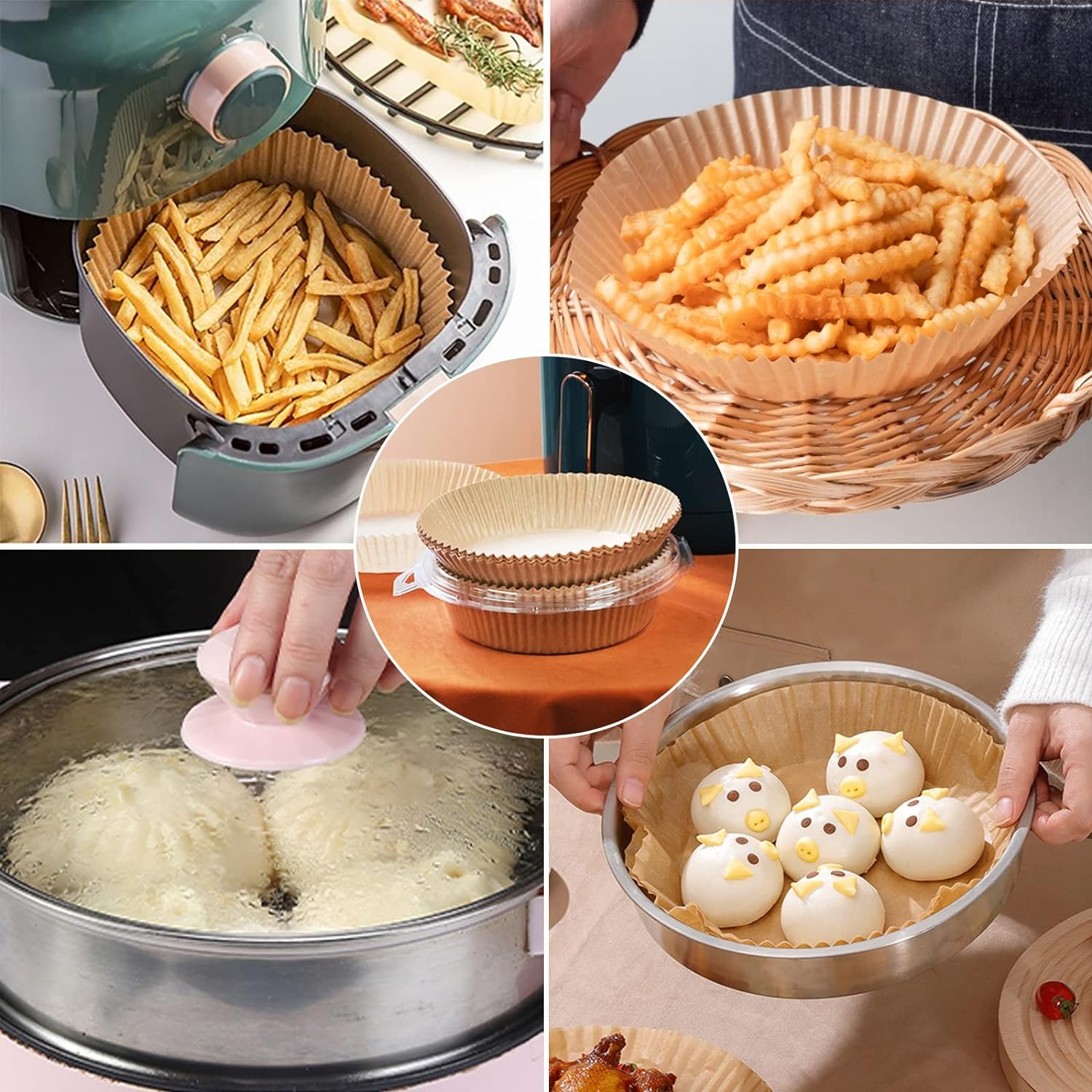 Forzacase 50 Adet AirFryer Hava Fritözü Pişirme Kağıdı Yağ Geçirmez Tabak Model - FC184