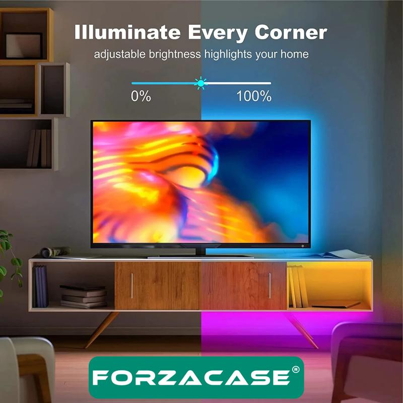 Forzacase Uzaktan Kumandalı RGB LED 5 Metre Şerit Gökkuşağı Işık Şeridi Led Işığı - FC187
