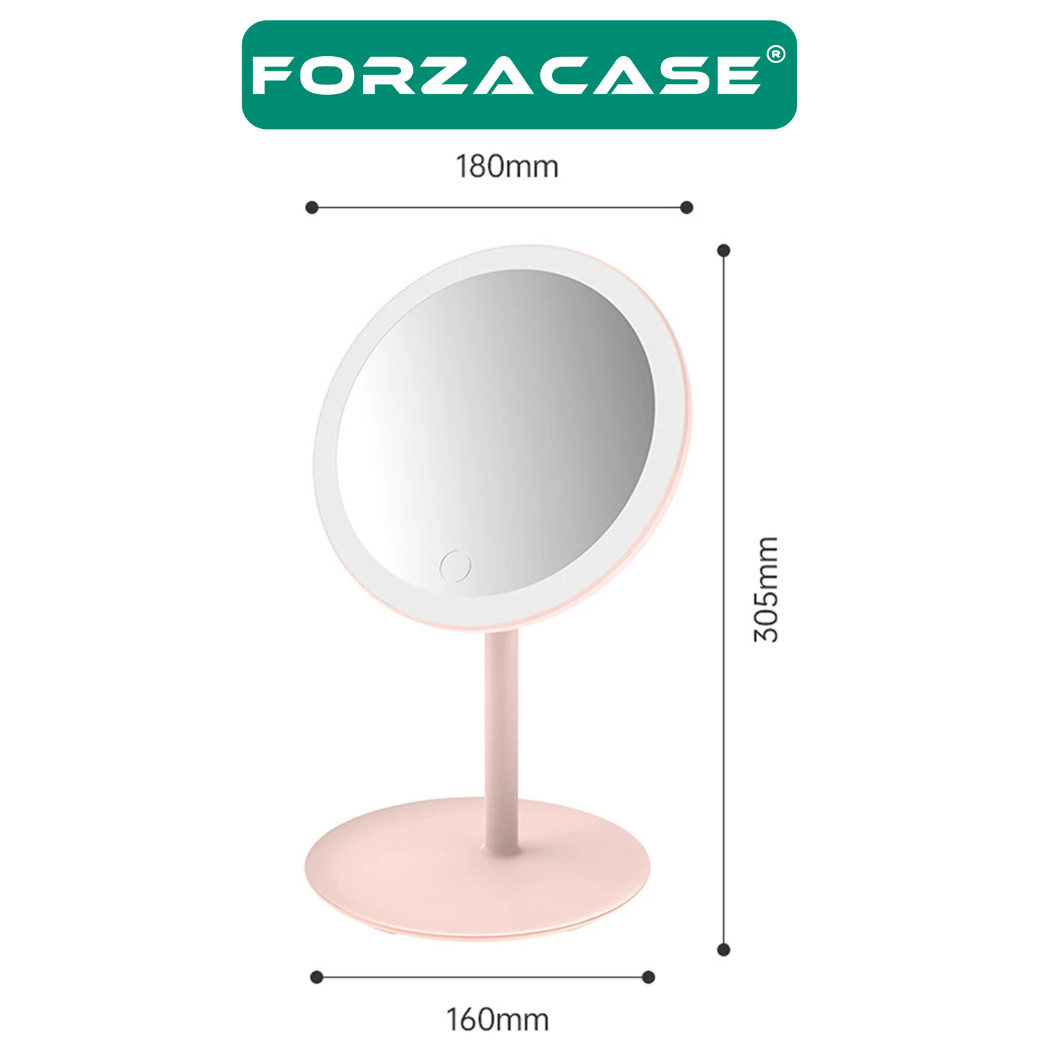 Forzacase Taşınabilir Standlı Led Işıklı Makyaj Aynası Dokunmatik Malzeme Tepsili - FC189