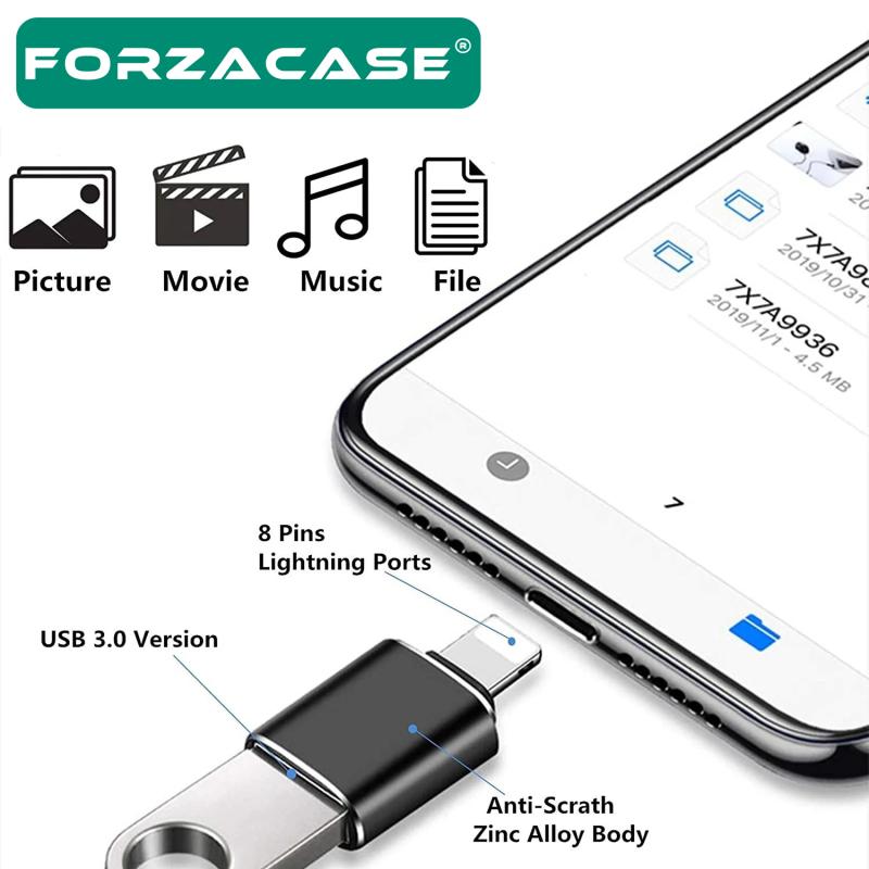 Forzacase Lightning to USB 3.0 Çevirici Adaptör Usb Flash Klavye Mouse iPhone iPad Uyumlu - FC199