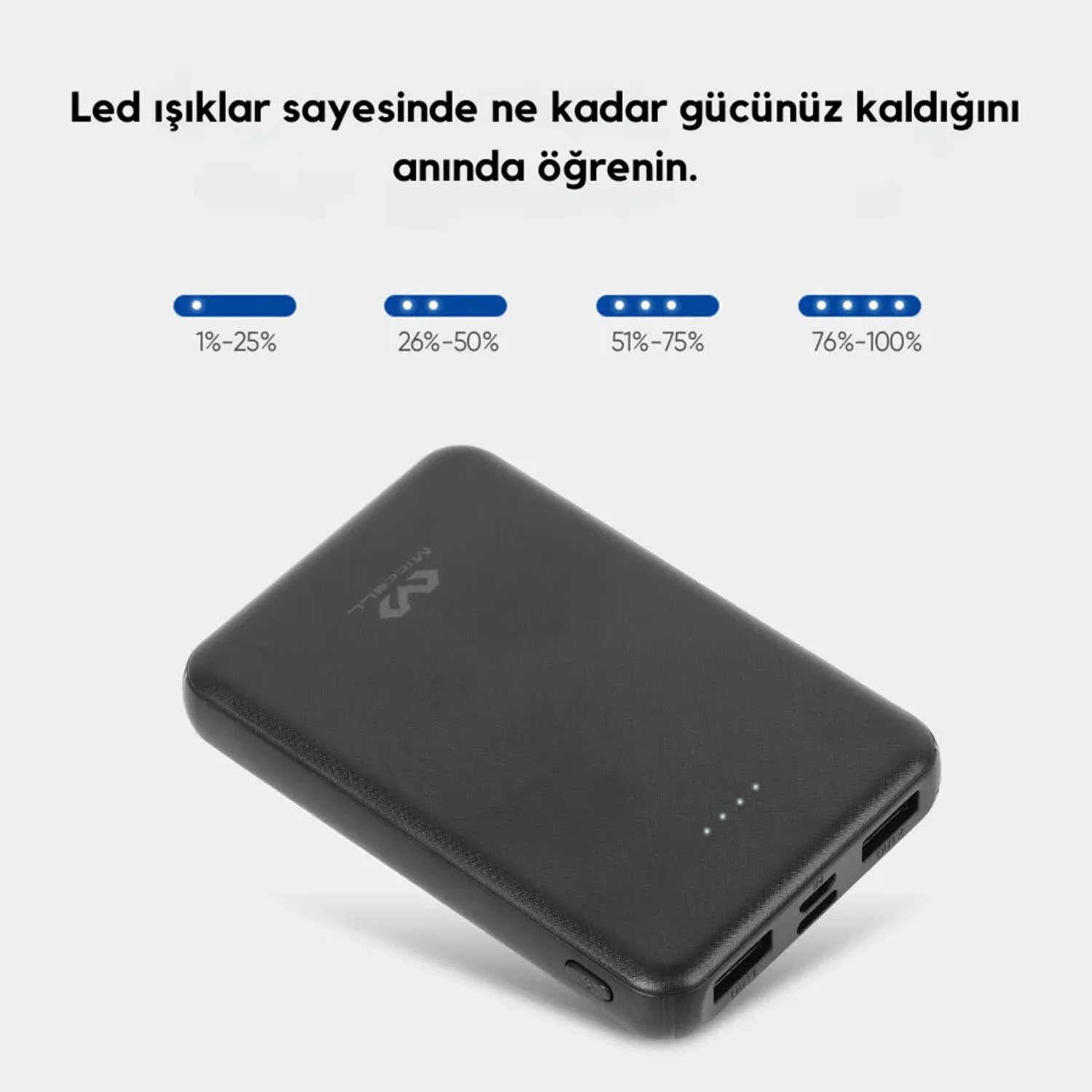 Forzacase Miccell Serisi 5000 Mah Powerbank Çift Usb Çıkışlı Type-C Micro USB Girişli - FC200