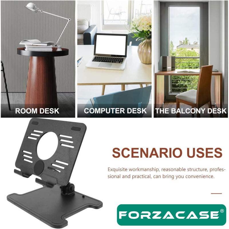 Forzacase Ayarlanabilir Katlanabilir Plastik Masaüstü Tablet Standı Siyah - FC212