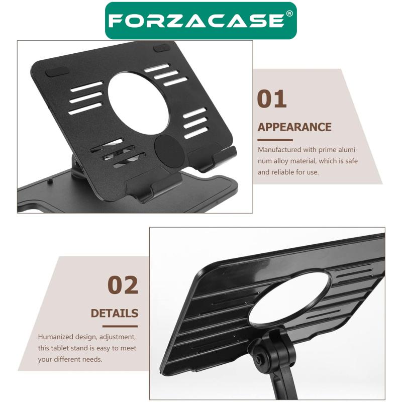 Forzacase Ayarlanabilir Katlanabilir Plastik Masaüstü Tablet Standı Siyah - FC212