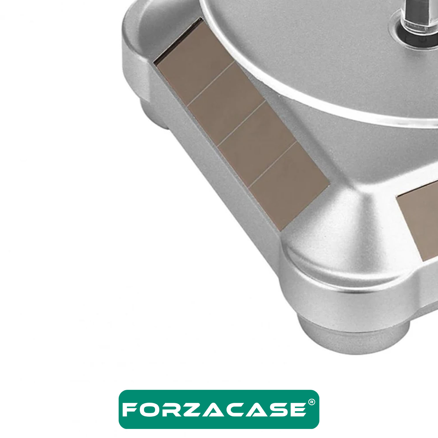 Forzacase 360 Derece Dönebilir Takı Saat Sergi Standı Güneş Enerjili Pikap Stand Gümüş - FC225