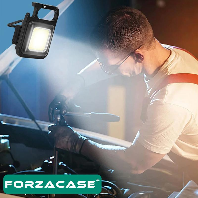 Forzacase 30 COB Led Mıknatıslı Anahtarlık Şişe Açacağı Mutfak Ev Garaj Kamp Outdoor Led Lamba FC231