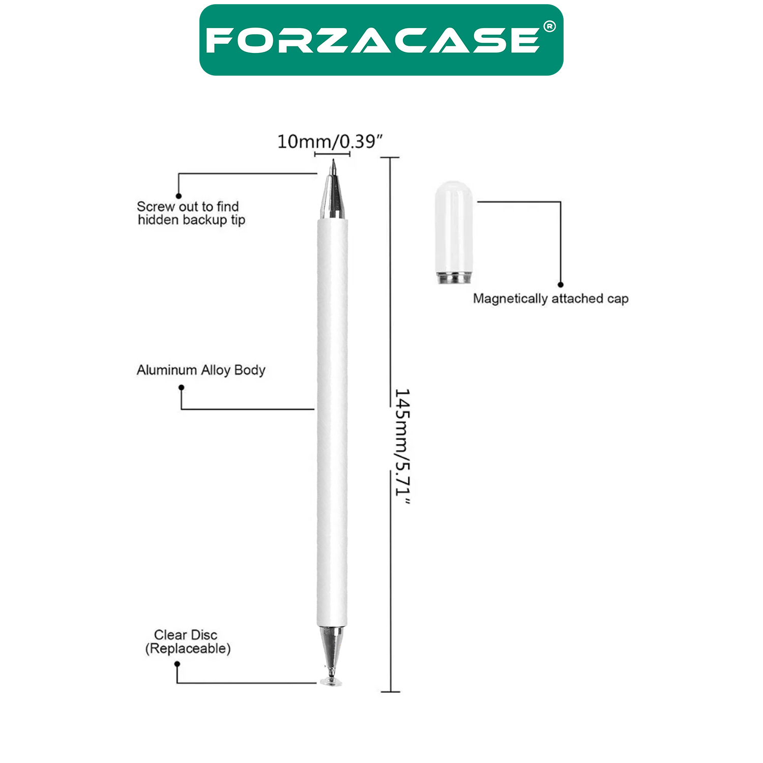 Forzacase Universal Telefon Tablet iPad 3in1 Tükenmez ve Disk Uçlu Stylus Pen Dokunmatik Kalem - FC240