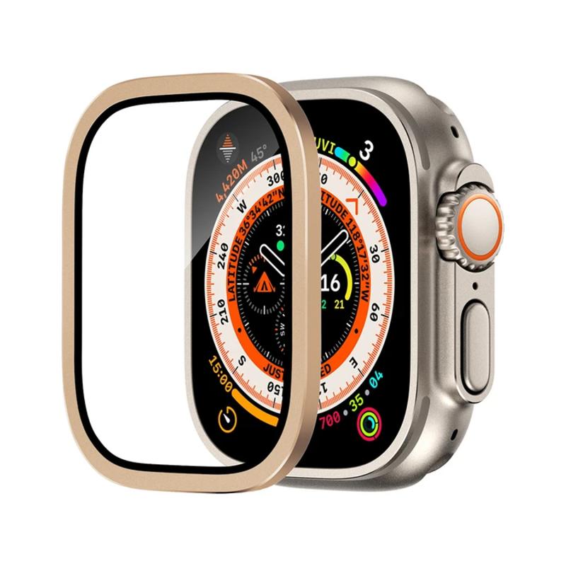 Forzacase Apple Watch Ultra 49 mm için Metal Çerçeveli Tam Kaplayan 3D Ekran Koruyucu Cam - FC249