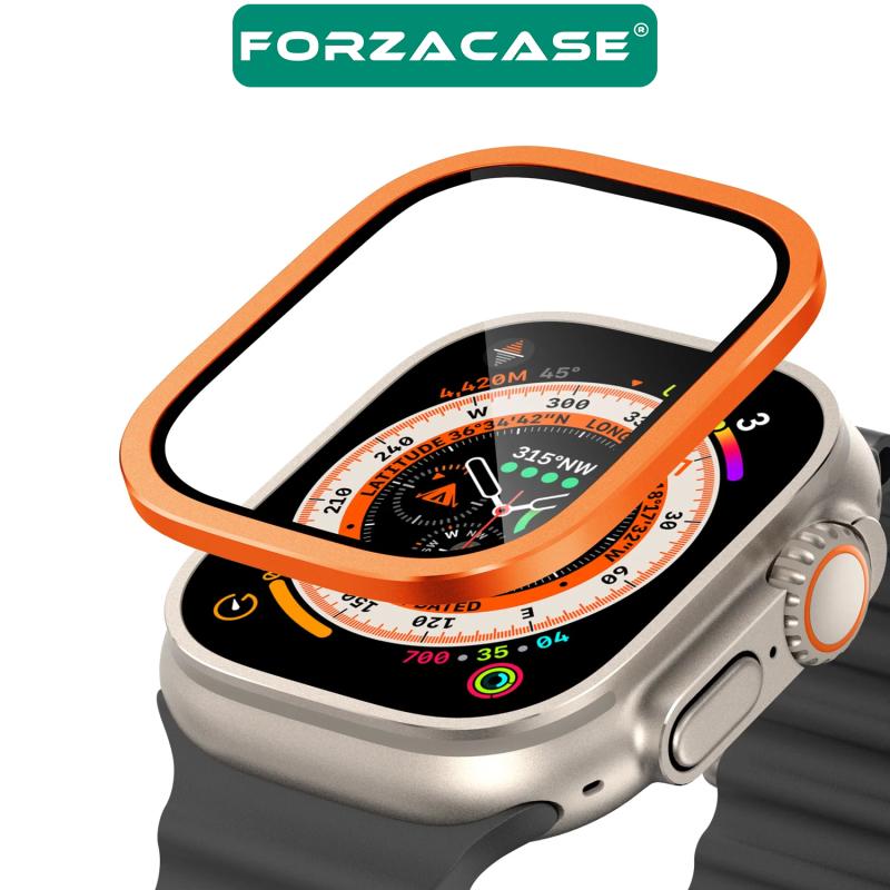 Forzacase Apple Watch Ultra 2 49 mm için Metal Çerçeveli Tam Kaplayan 3D Ekran Koruyucu Cam - FC249