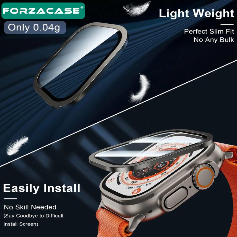 Forzacase Apple Watch Ultra 2 49 mm için Metal Çerçeveli Tam Kaplayan 3D Ekran Koruyucu Cam - FC249