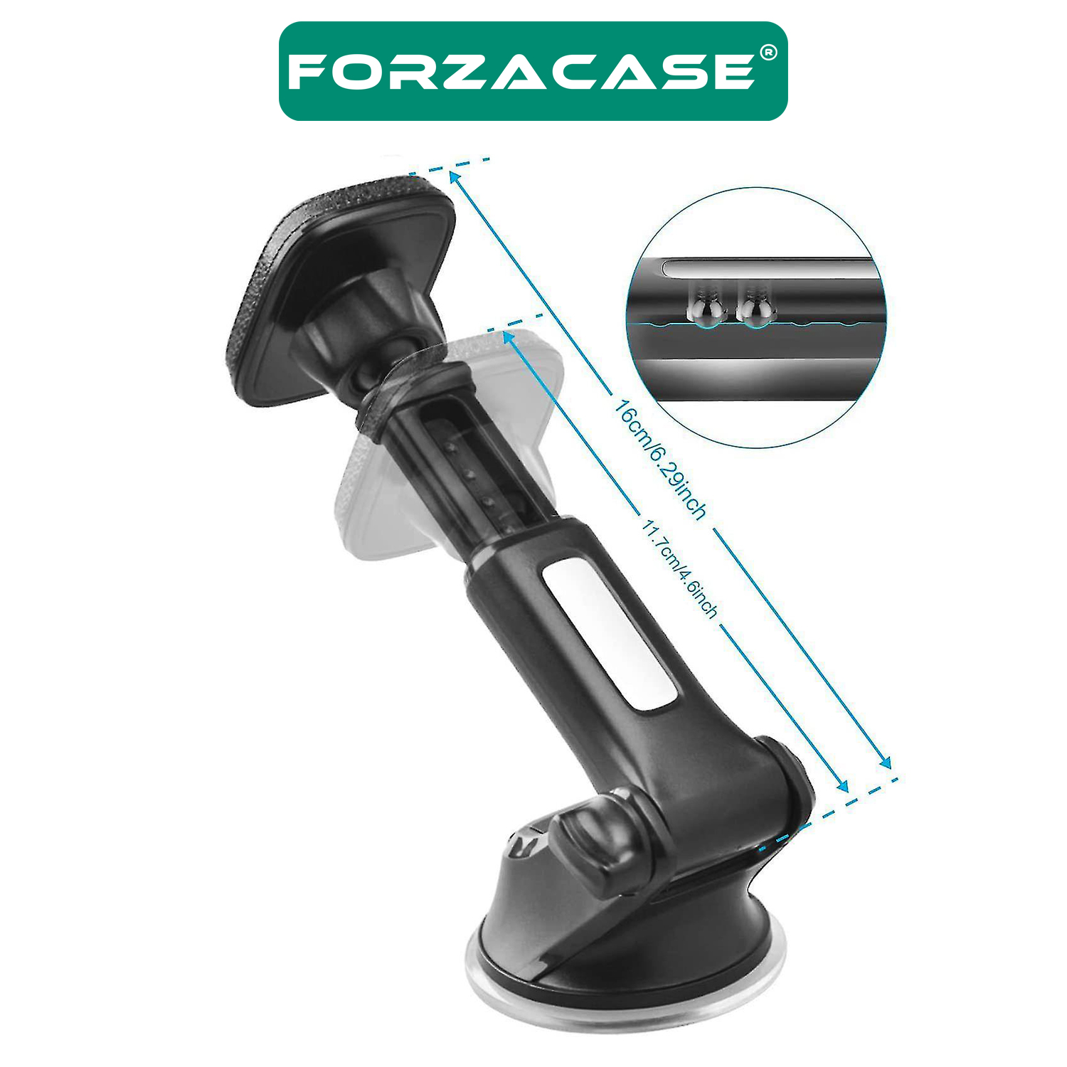 Forzacase 360 Derece Döner Manyetik Araç İçi Vantuzlu Telefon Tutucu Gövde Üstü ve Ön Cam - FC253