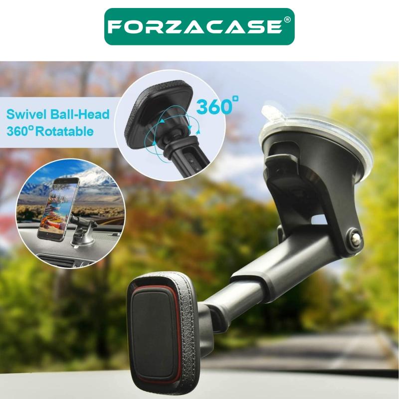 Forzacase 360 Derece Döner Manyetik Araç İçi Vantuzlu Telefon Tutucu Gövde Üstü ve Ön Cam - FC253