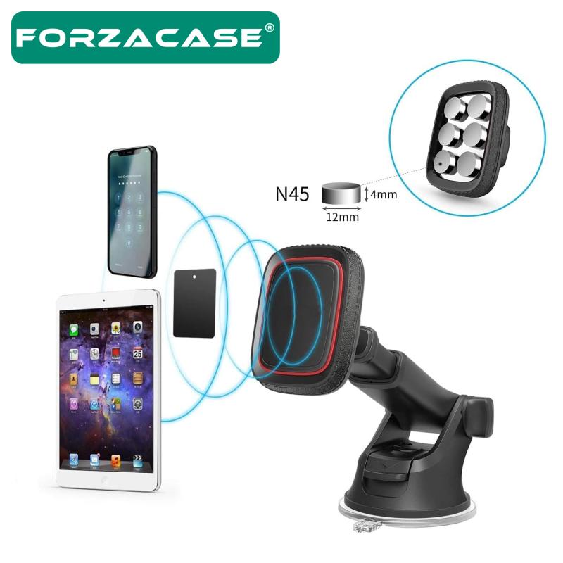Forzacase 360 Derece Döner Manyetik Araç İçi Vantuzlu Telefon Tutucu Gövde Üstü ve Ön Cam - FC253