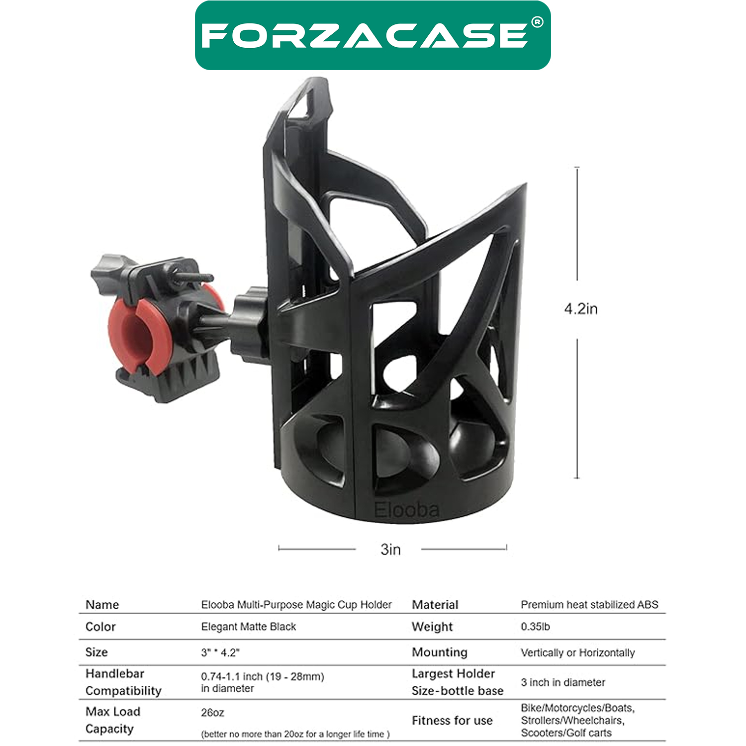 Forzacase Bisiklet Motor v.b için Bardak ve İçecek Tutucu Gidon Montajlı - FC257
