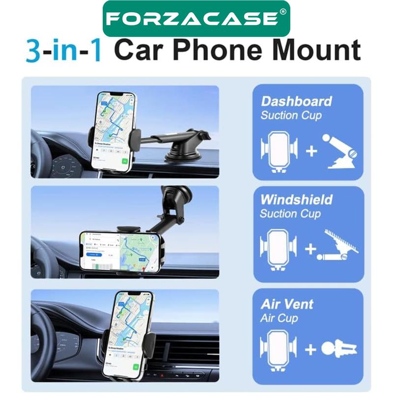 Forzacase 360 Derece Döner Araç İçi Torpido ve Cam Vantuzlu Telefon Tutucu - FC259