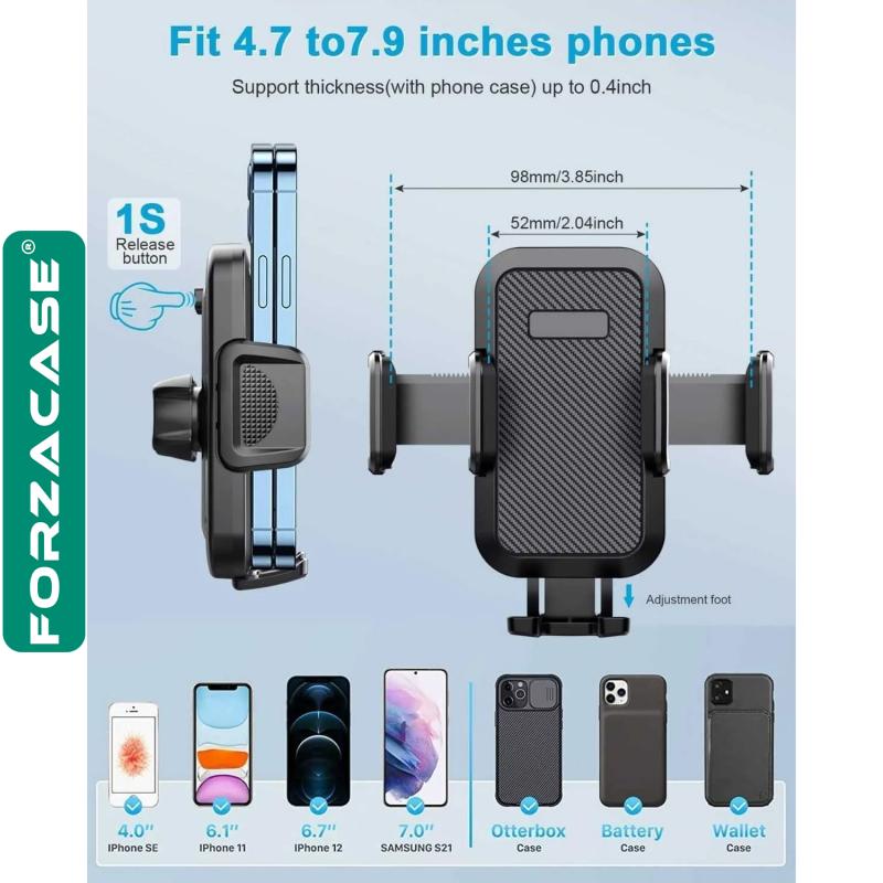 Forzacase 360 Derece Döner Araç İçi Torpido ve Cam Vantuzlu Telefon Tutucu - FC259