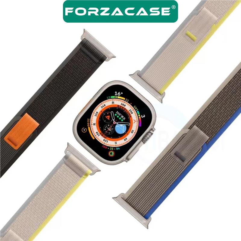 Forzacase Apple Watch 12 46mm ile uyumlu Trial Cırtlı Hasır Kumaş Kordon Kayış - FC266