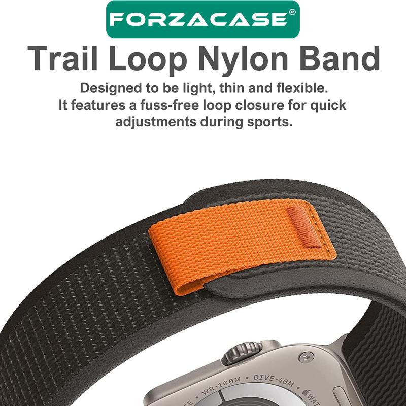 Forzacase Apple Watch 12 46mm ile uyumlu Trial Cırtlı Hasır Kumaş Kordon Kayış - FC266