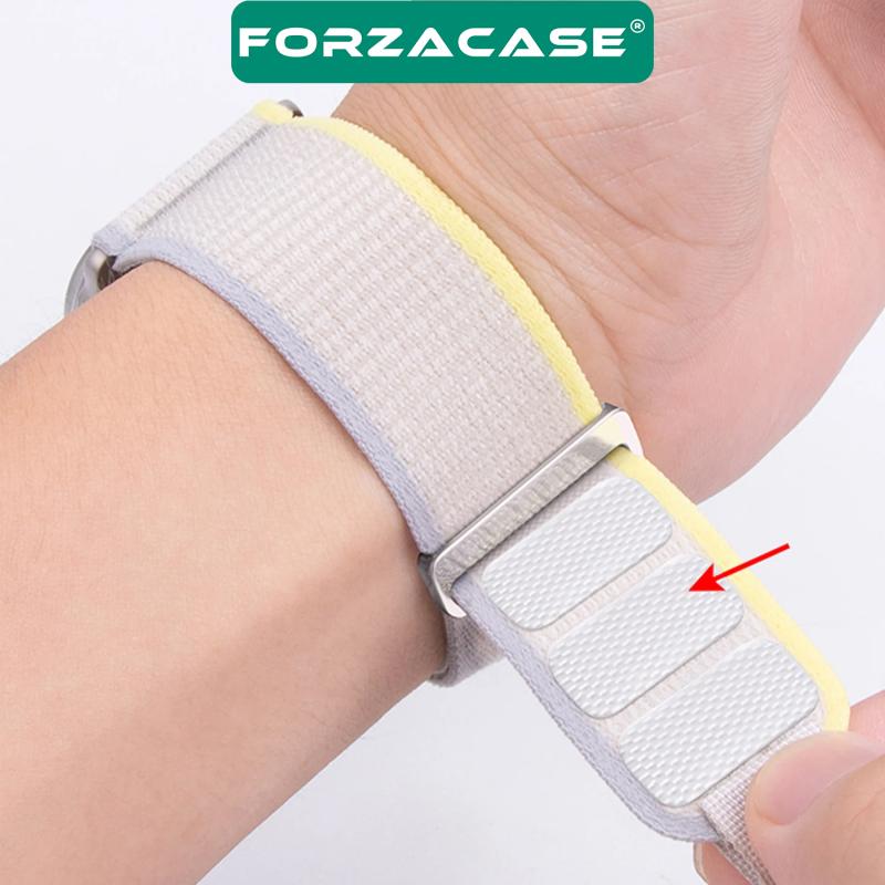 Forzacase Apple Watch 12 46mm ile uyumlu Trial Cırtlı Hasır Kumaş Kordon Kayış - FC266