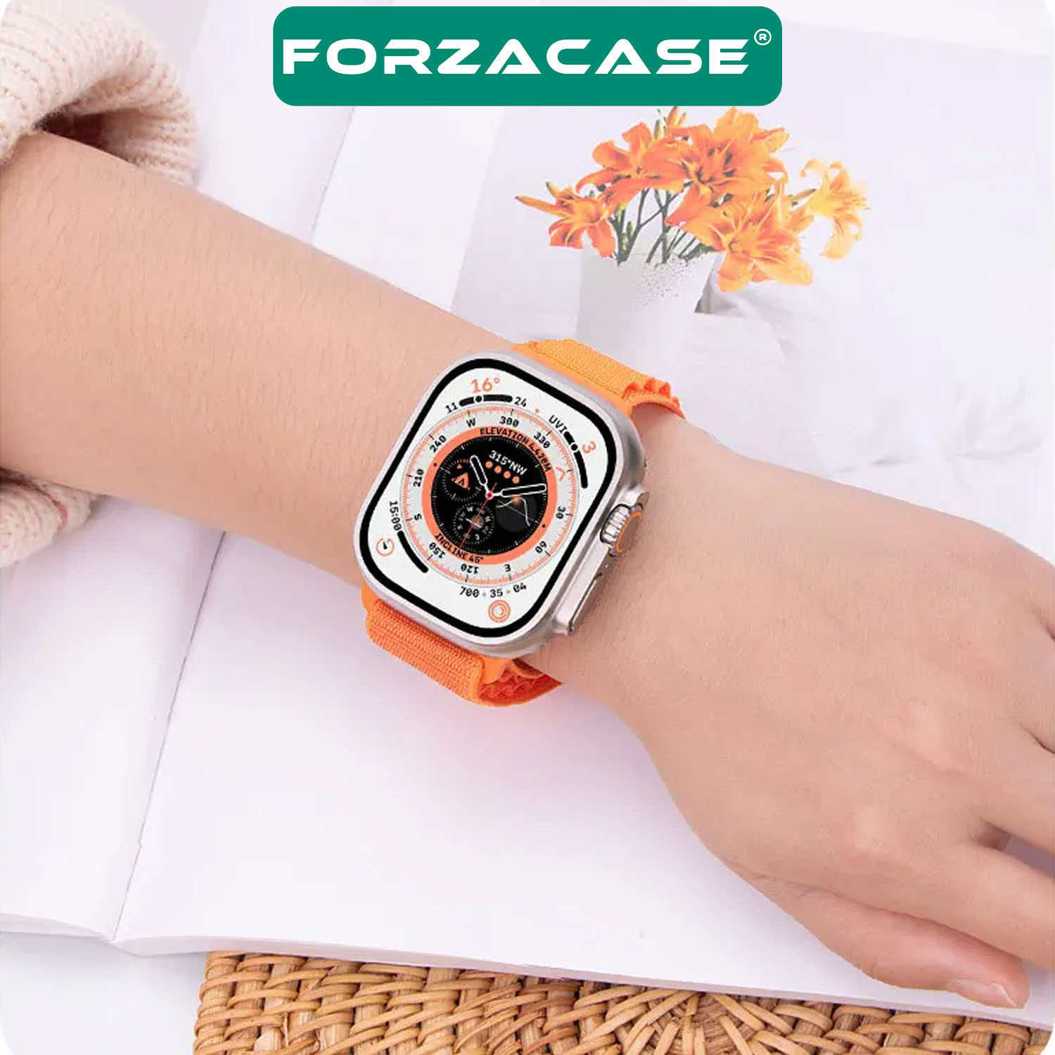 Forzacase Apple Watch 12 46mm ile uyumlu Alpine Loop Kancalı Kumaş Kordon Kayış - FC269