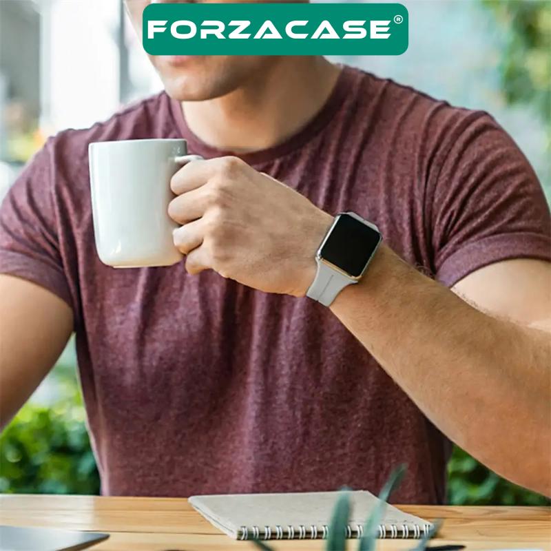 Forzacase Apple Watch 12 46mm ile uyumlu D Manyetik Tokalı Silikon Kordon Kayış - FC272