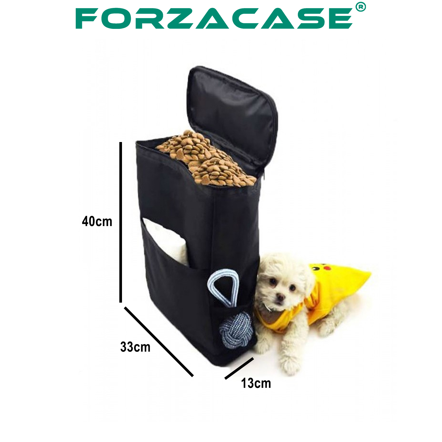 Forzacase 17 Litre Kedi Köpek Mama Taşıma Çantası Siyah Büyük Boy Su Geçirmez - FC290