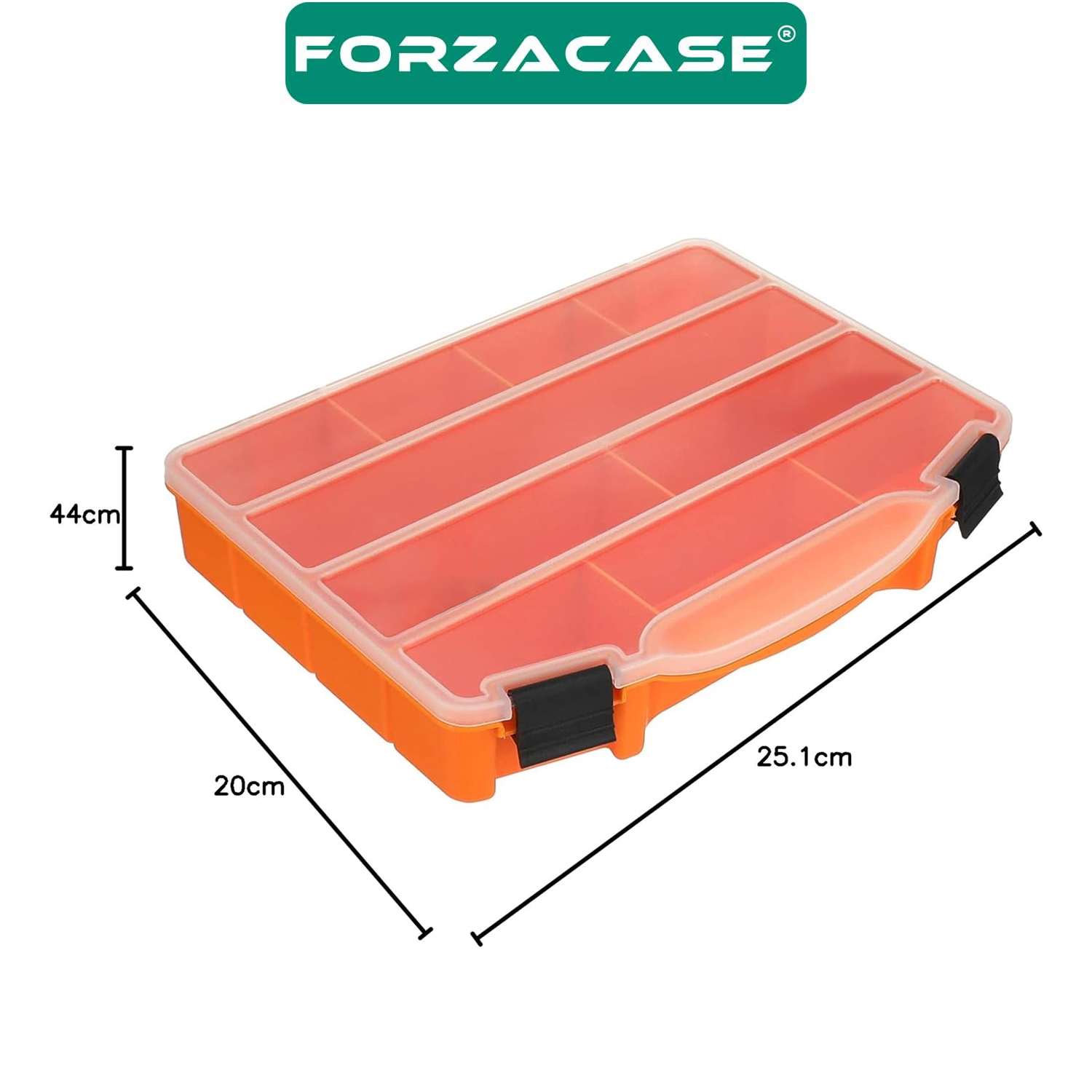 Forzacase 10 Bölmeli Kapaklı Balıkçı Marangoz Malzeme ve Takı Aksesuar Kutusu Organizer Turuncu - FC301