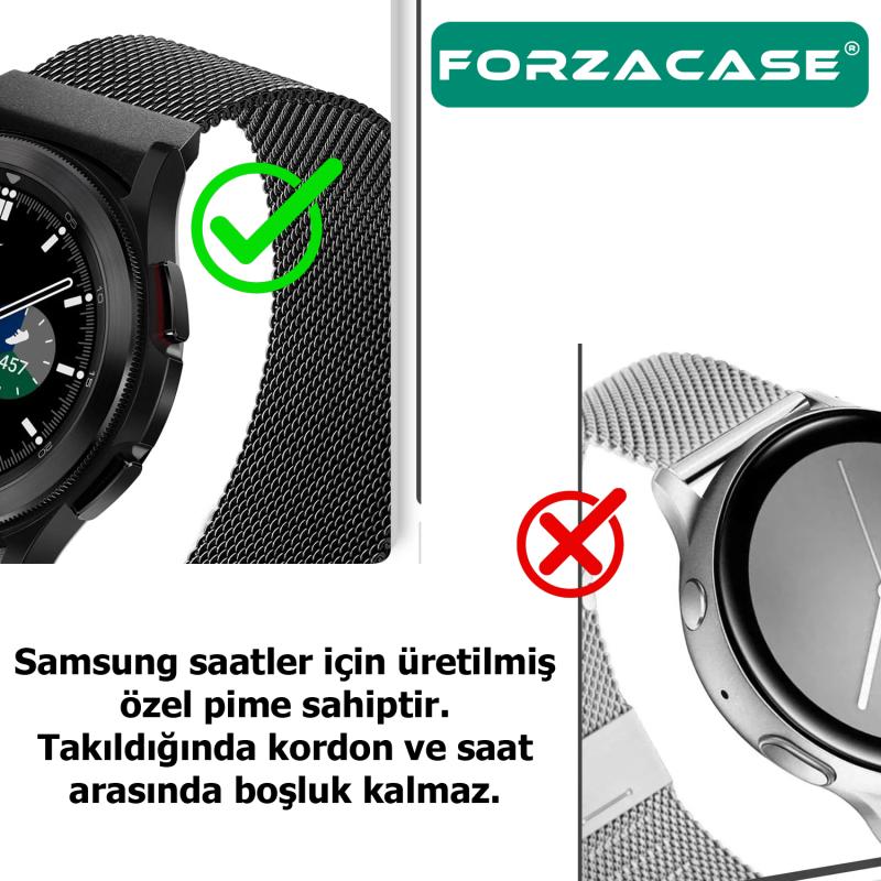 Forzacase Samsung Galaxy Watch FE ile uyumlu Metal Mıknatıslı Kordon Kayış - FC302