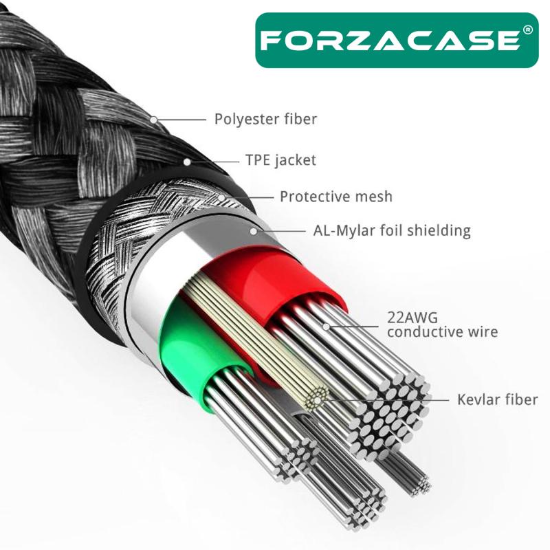Forzacase Hydra Serisi Micro USB Örgülü Şarj ve Data Kablosu 2A 2 metre - FC312