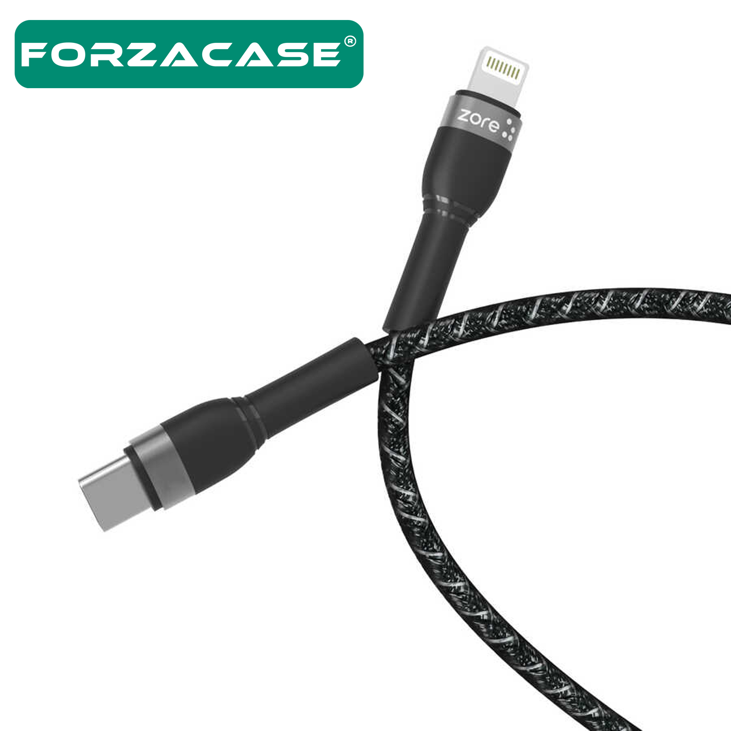Forzacase Hydra Serisi Type-C to Lightning Örgülü 2.2A Hızlı Şarj Kablosu 2 metre - FC318